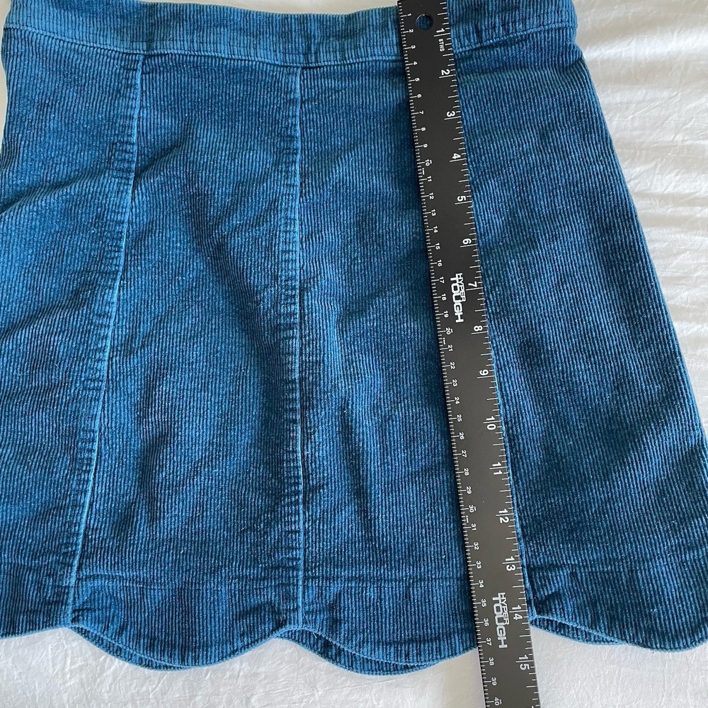 Alter'd State Size Small Blue Courderoy Mini Skirt Scalloped Dark Academia Boho - Picture 5 of 7